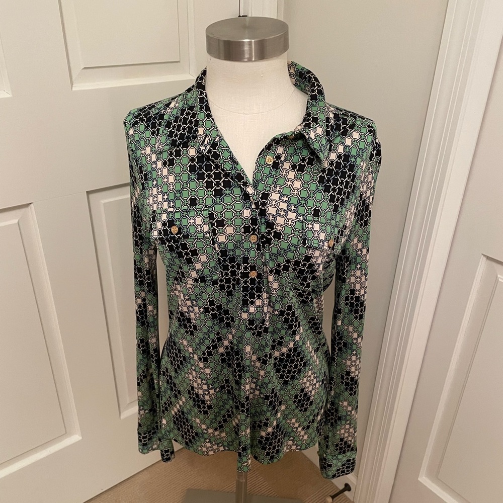 Tory Burch blouse, size large, patterned